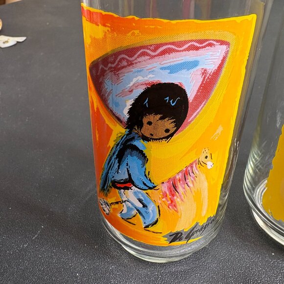 Set of 4 Vintage DeGrazia signed Drinking Glasses - Picture 2 of 7